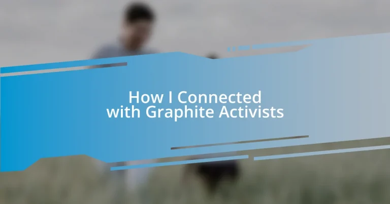 How I Connected with Graphite Activists