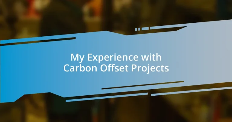 My Experience with Carbon Offset Projects