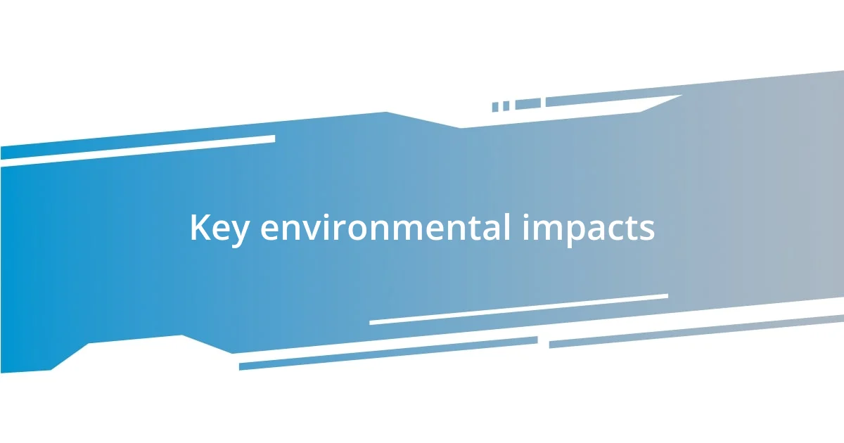 Key environmental impacts